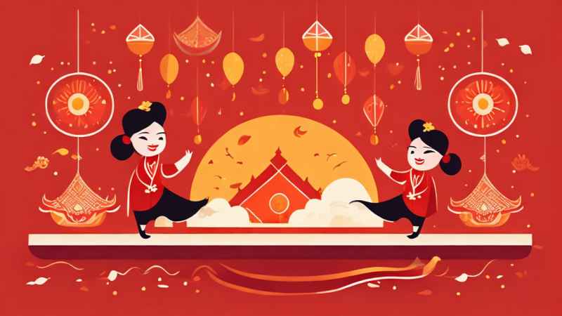 过年春节扭秧歌简约背景图 22