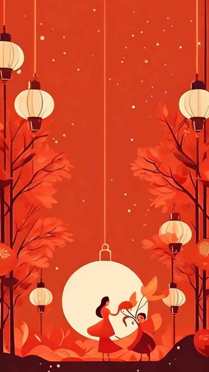 春节闹花灯简约插画 8