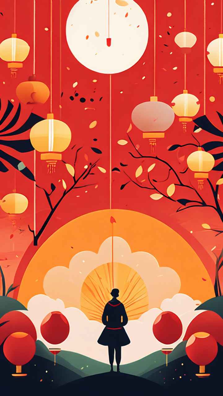 春节闹花灯简约插画 14