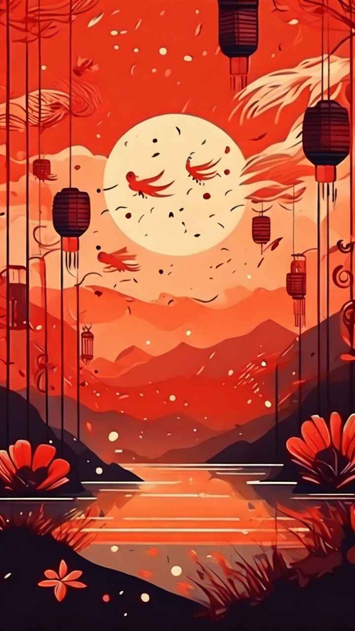 春节闹花灯简约插画 34