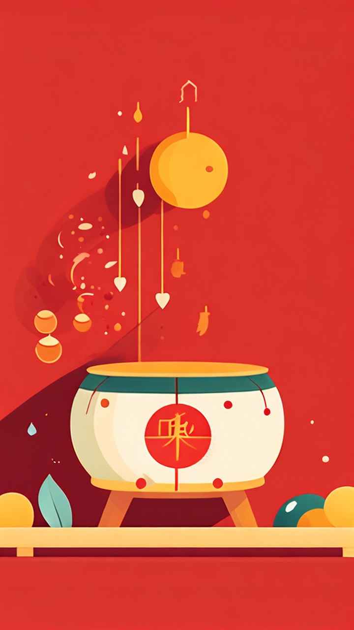 过年春节打太平鼓简约插画 23
