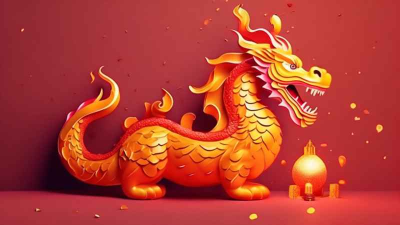 过年春节游龙灯简约插画 64