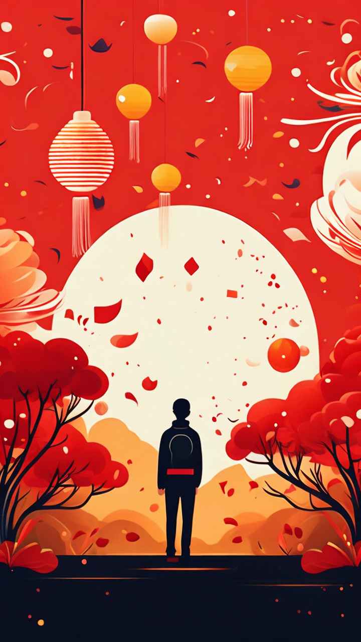 春节新春扫尘简约插画背景 18