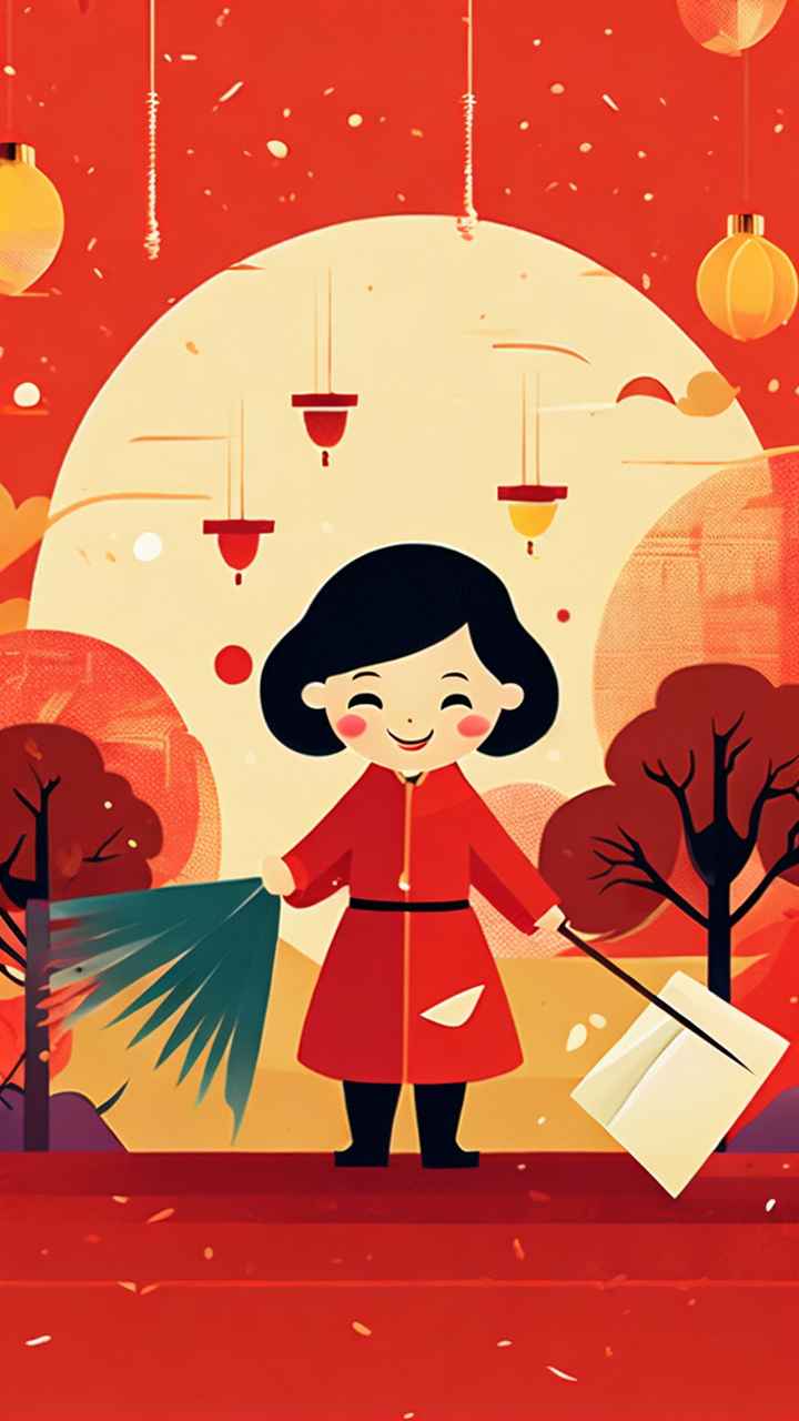 春节新春扫尘简约插画背景 39