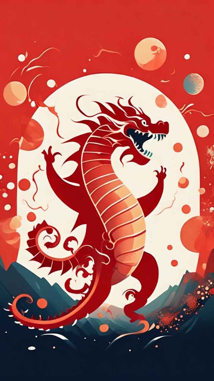 春节舞龙舞狮插画背景 12