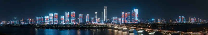 长沙河东夜景全景
