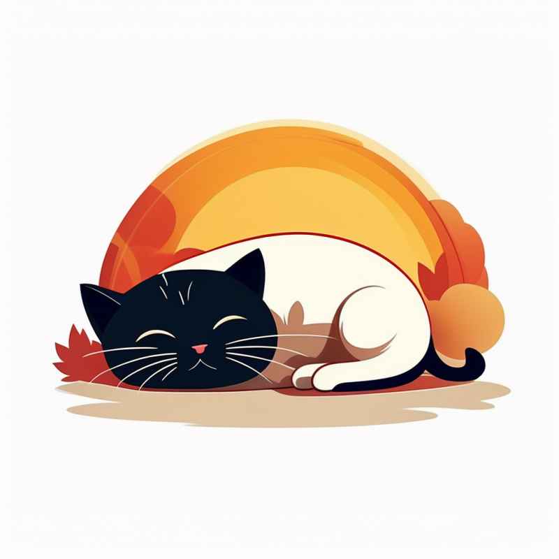 爱睡懒觉的猫咪插画元素 14