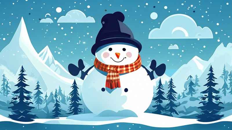 冬季雪景插画雪人 30