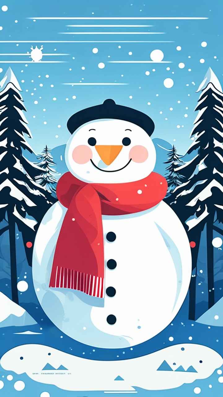 冬季雪景插画雪人 34