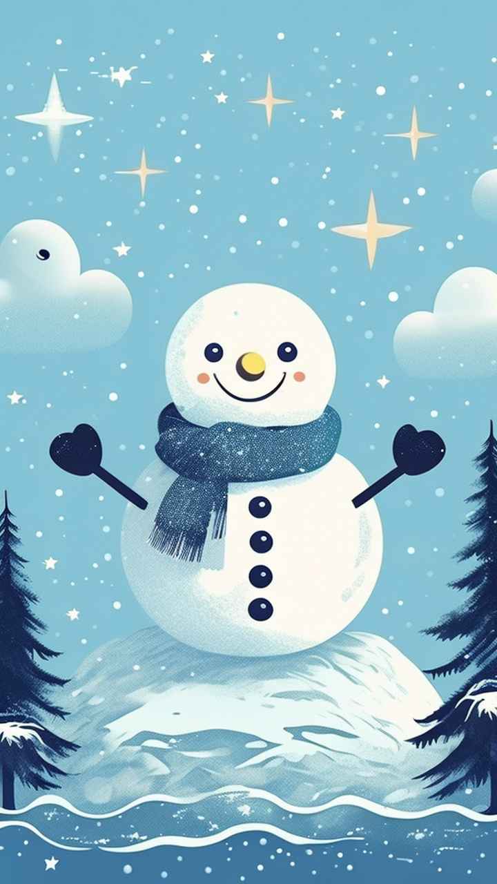 冬季雪景插画雪人 33