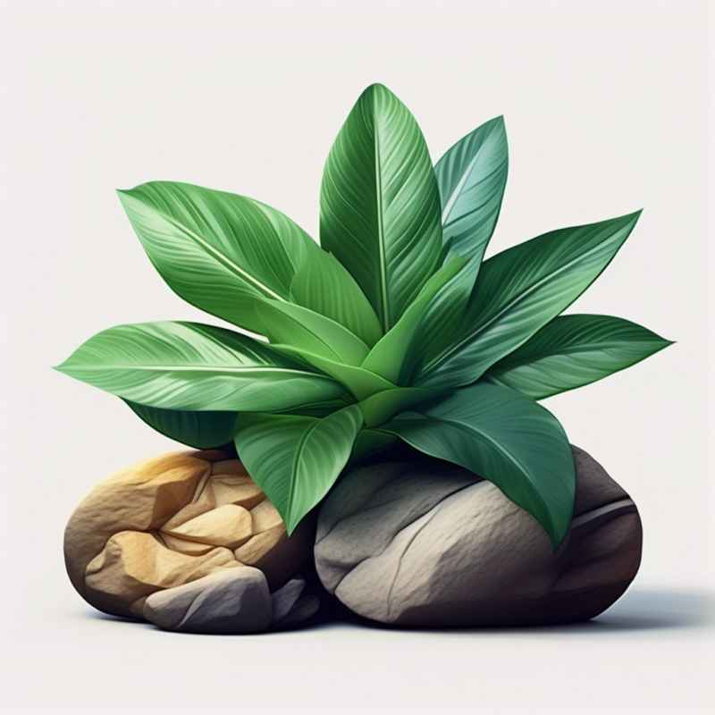 透明背景上的绿色植物与岩石 6