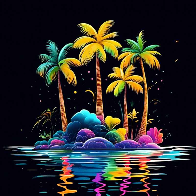 几棵棕榈树在水中的剪贴画 5