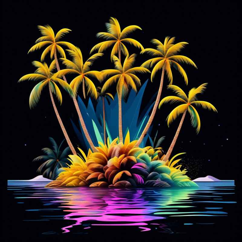 几棵棕榈树在水中的剪贴画 8