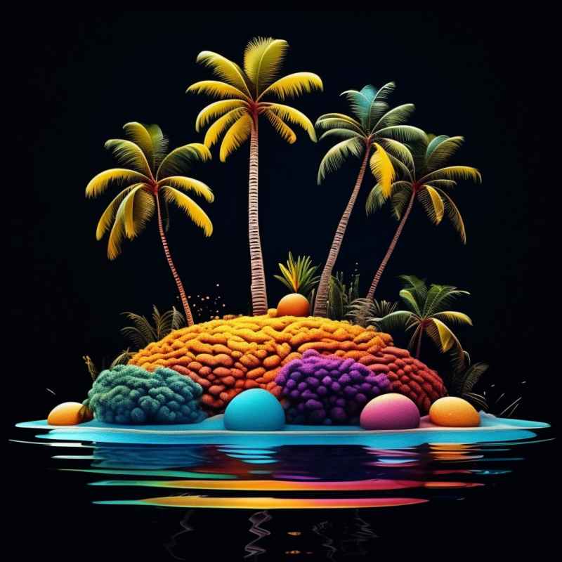 几棵棕榈树在水中的剪贴画 16