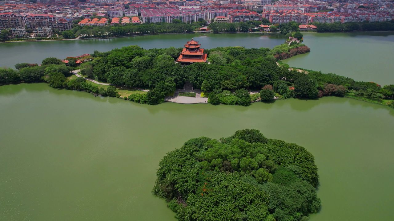 航拍泉州西湖公园