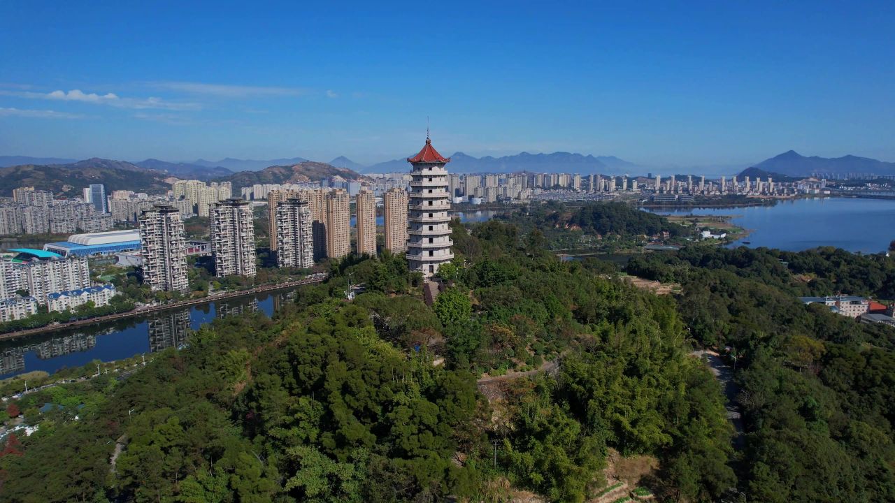 航拍宁德塔山公园景观