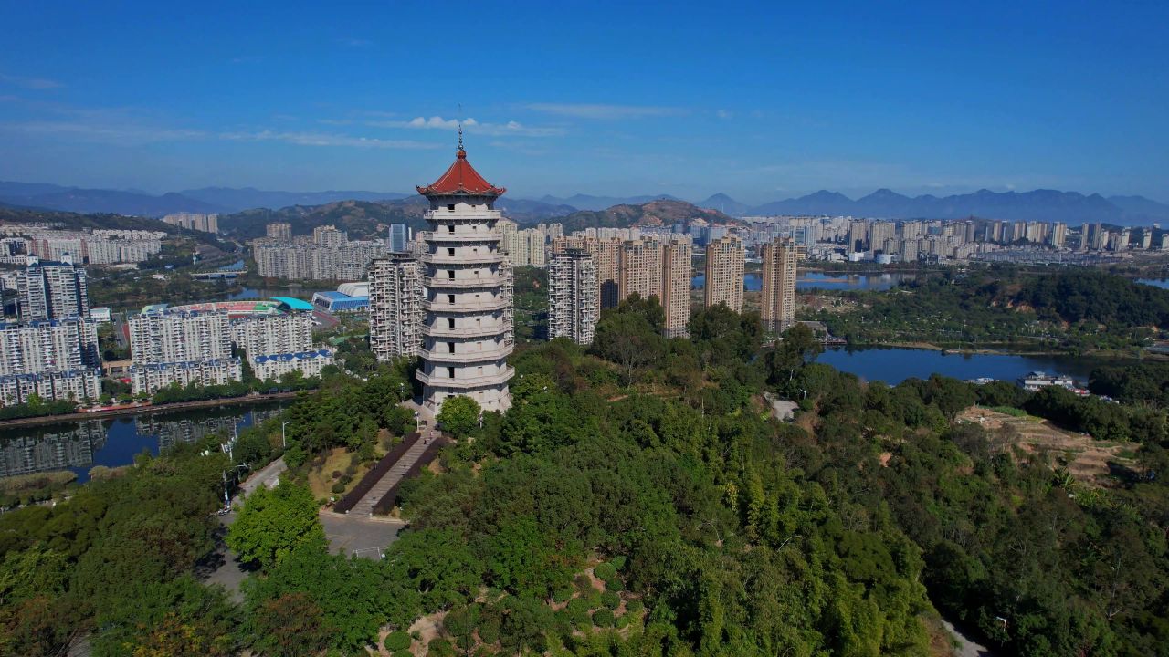 航拍宁德塔山公园景观