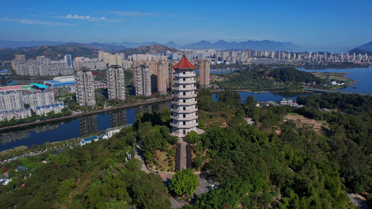 航拍宁德塔山公园景观