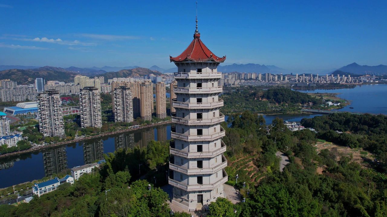 航拍宁德塔山公园景观