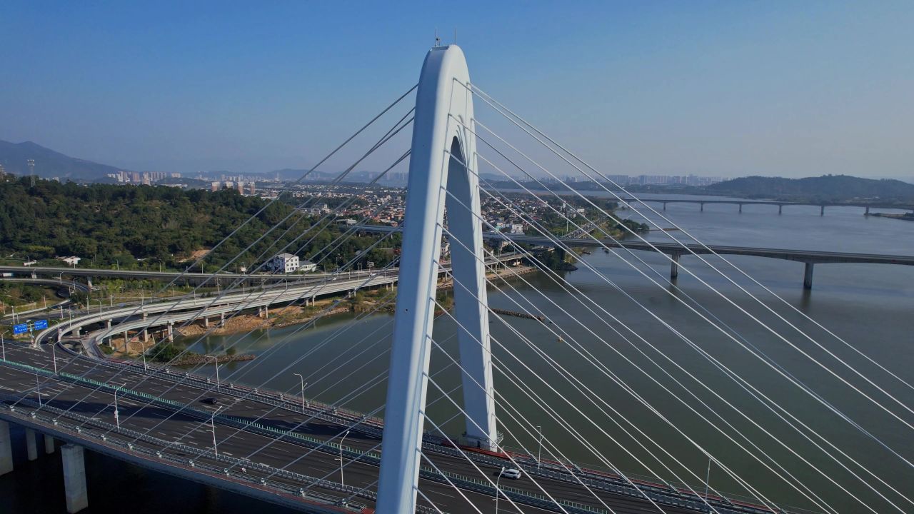 航拍福州白龙洲大桥景观