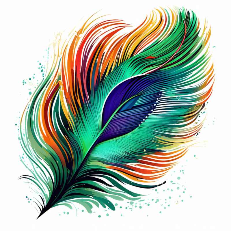 彩色手绘翎羽孔雀羽毛 3