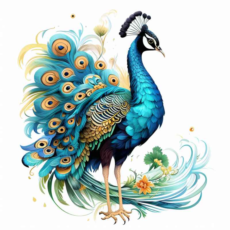 唯美羽毛手绘孔雀 3