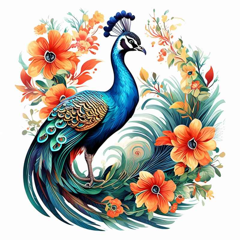 唯美羽毛手绘孔雀 6