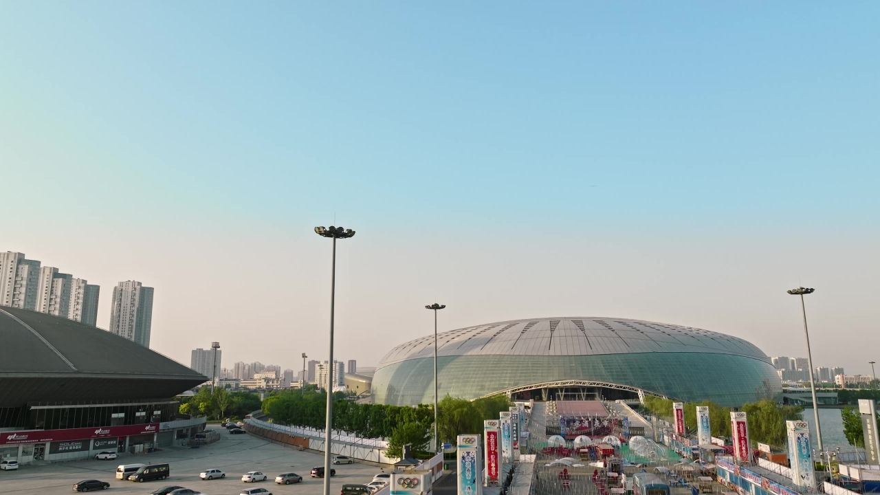 天津地标建筑奥林匹克中心航拍