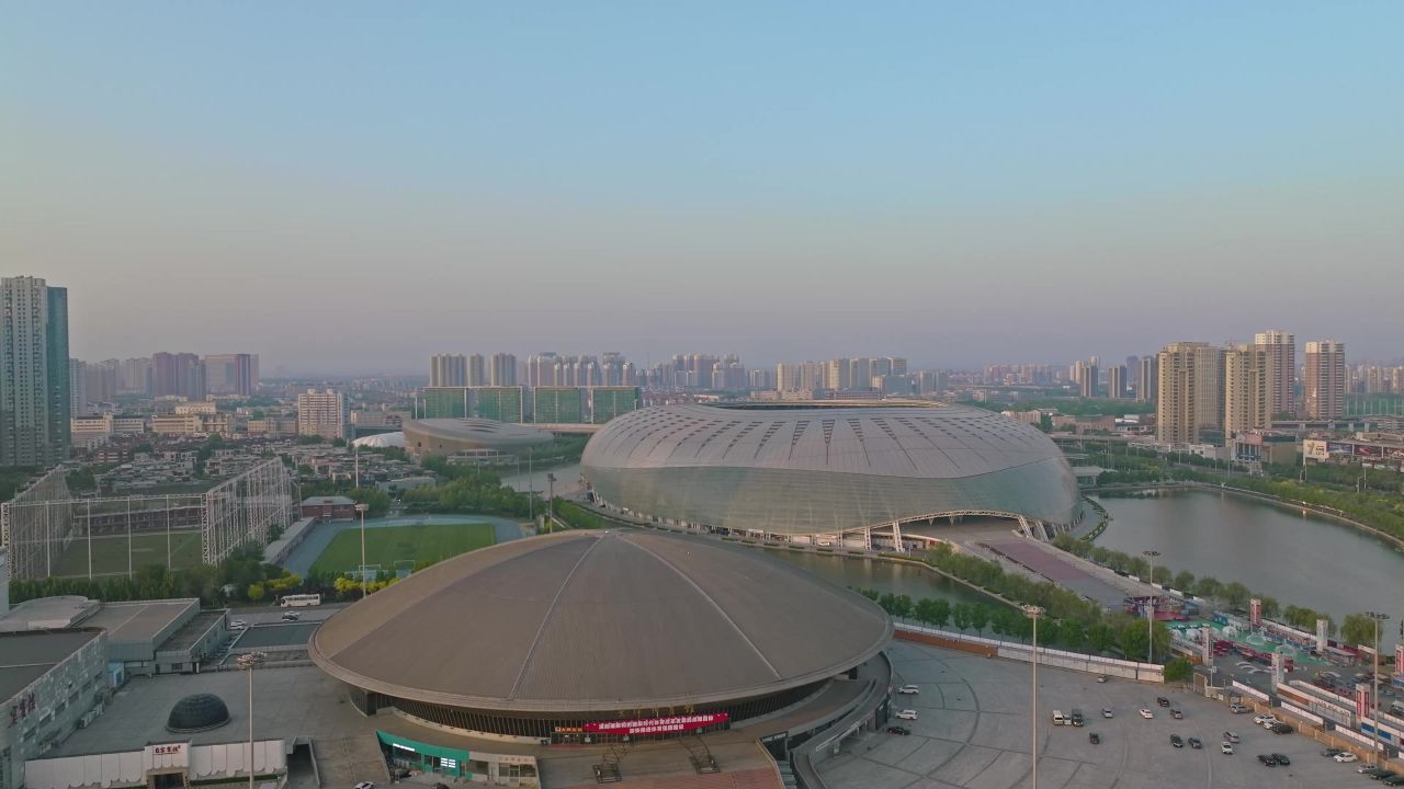 天津地标建筑奥林匹克中心航拍