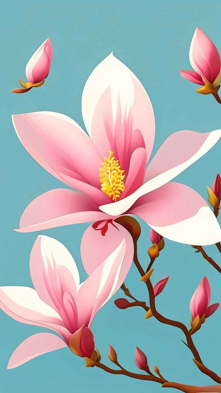 春季玉兰花扁平插画 10