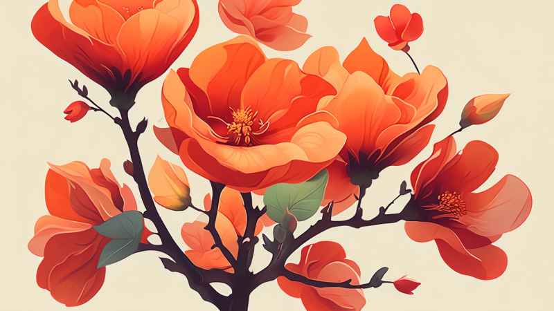 木棉花扁平插画 4