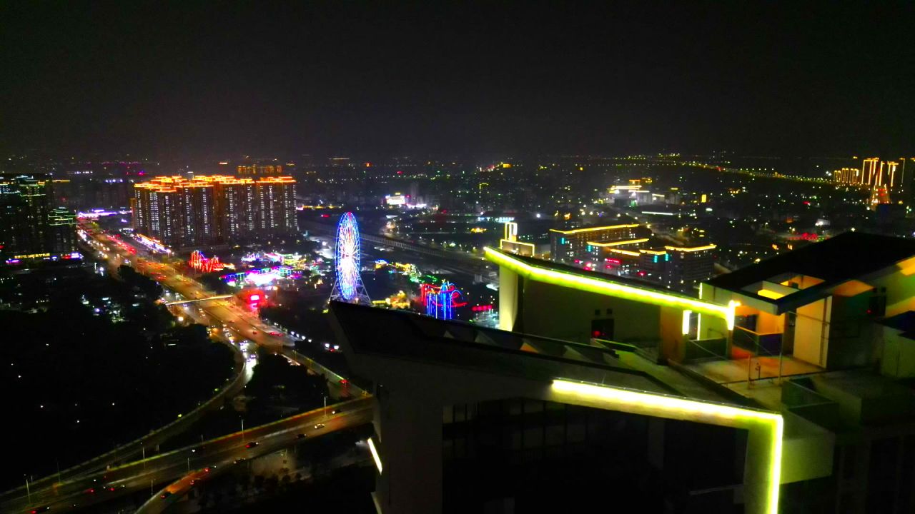 无人机航拍汕头东海岸夜景