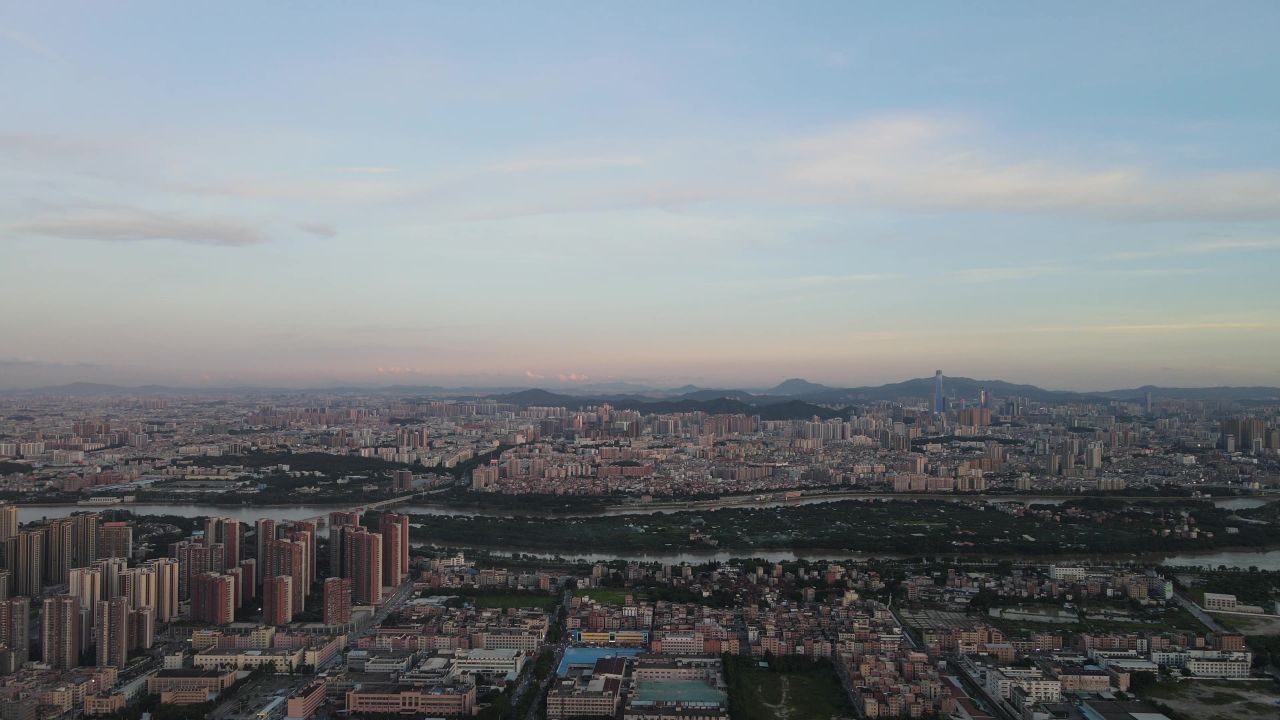 城镇黄昏航拍 6
