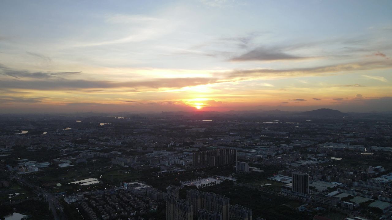城镇黄昏航拍 10