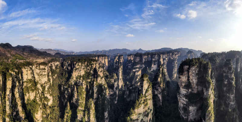 中国湖南张家界武陵源全景航拍摄影图