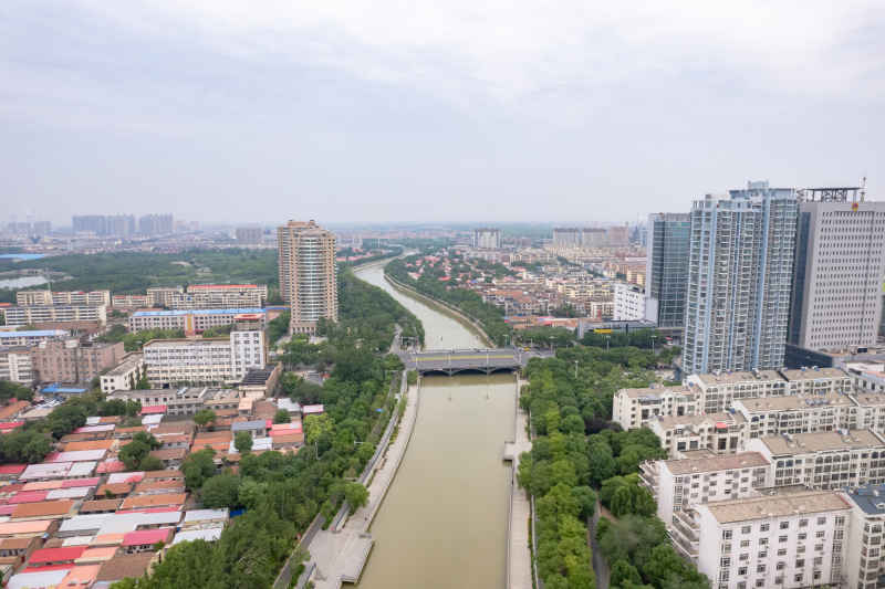 河北沧州城市风光地标建筑航拍图 