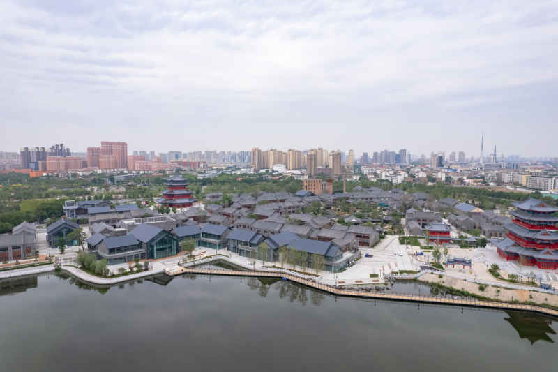 河北沧州城市风光地标建筑航拍图 