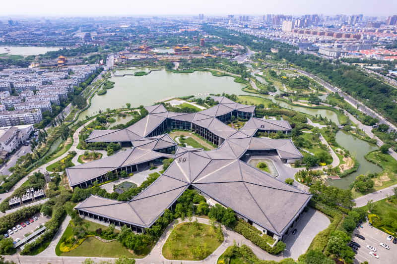 河南开封城市风光地标建筑旅游景区航拍图 