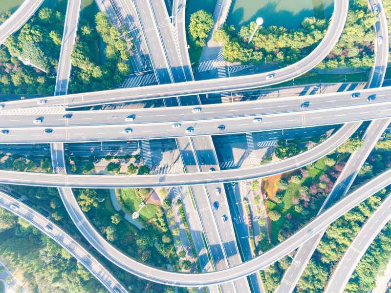 城市高架立交桥交通航拍图 