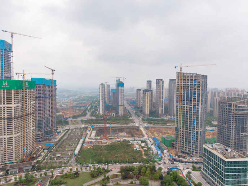 城市工地房地产施工现场航拍图