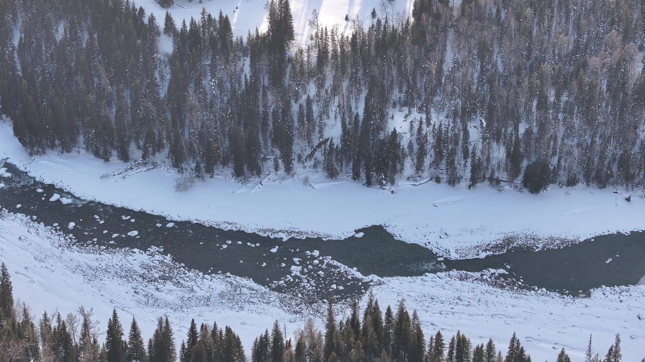 DJI Mavic 3Pro实拍视频 × 冬季喀纳斯晨雾 4K航拍 5