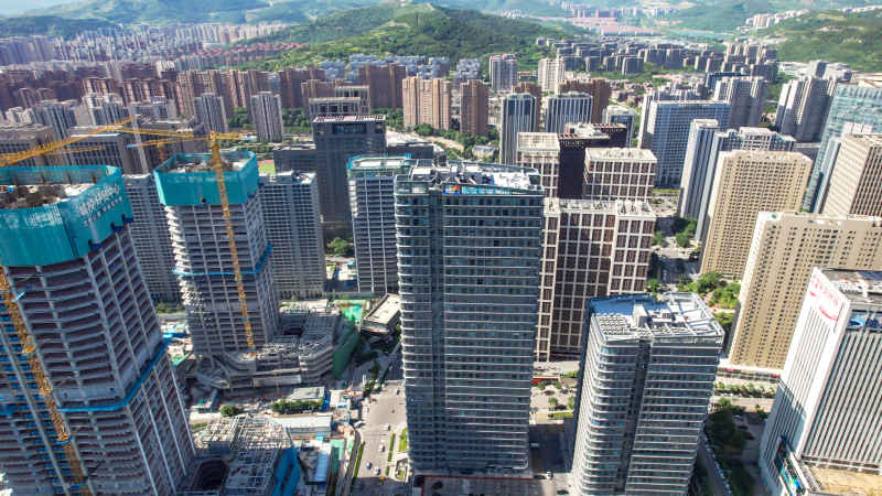 城市房地产施工工地航拍 