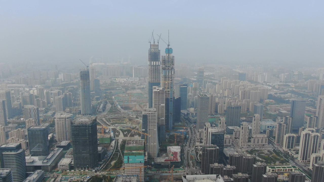 山东济南城市风光航拍 