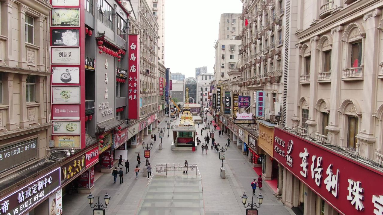 江西南昌胜利路步行街航拍