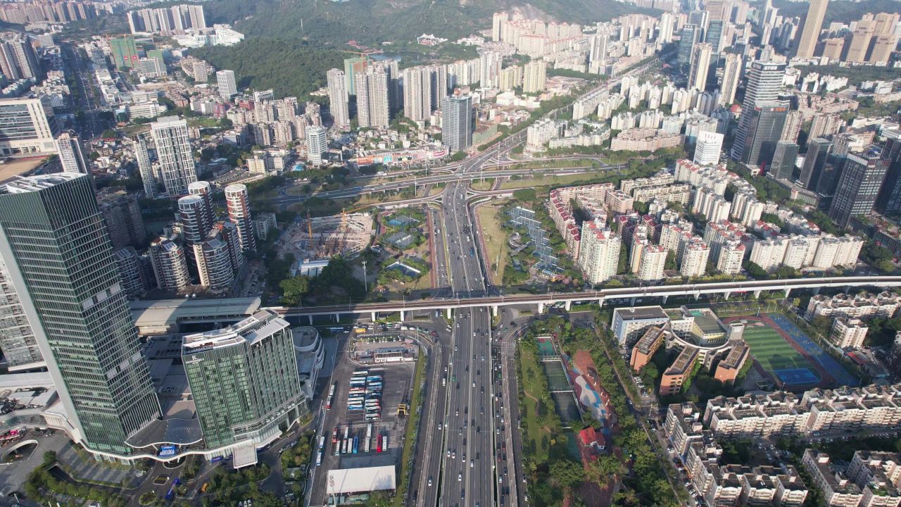 城市高架立交桥交通航拍 