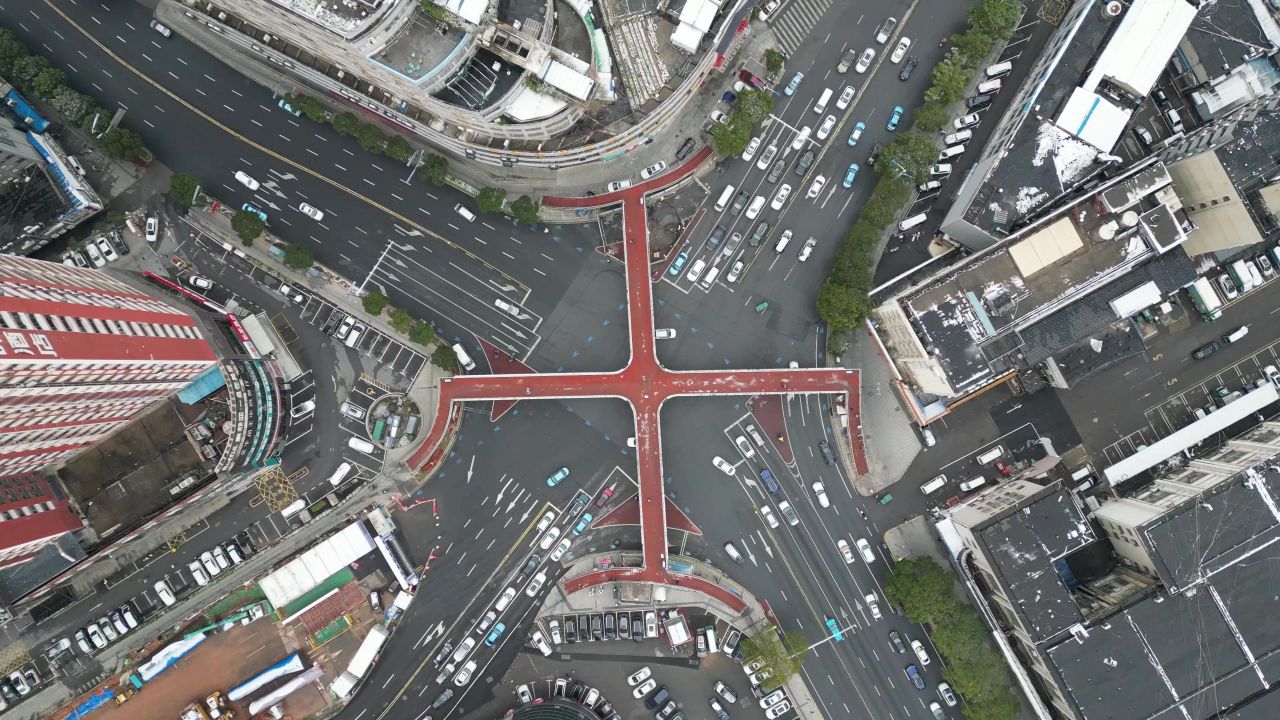 城市高架立交桥交通航拍 