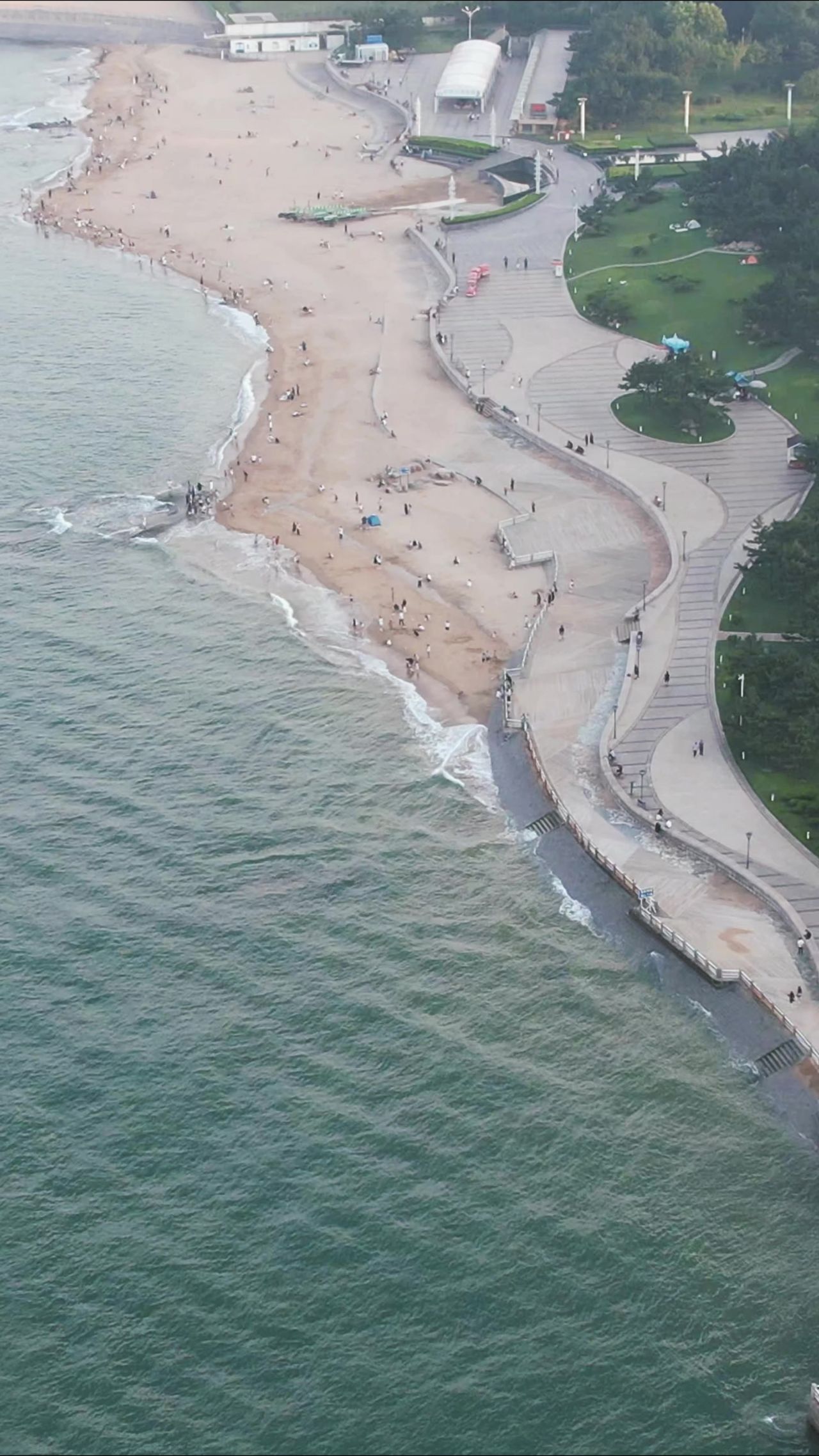 大海海浪沙滩风景浪花竖屏航拍  