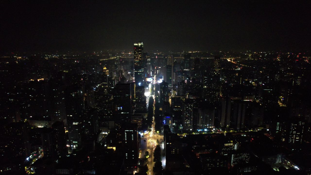 江苏南京城市夜景灯光航拍 