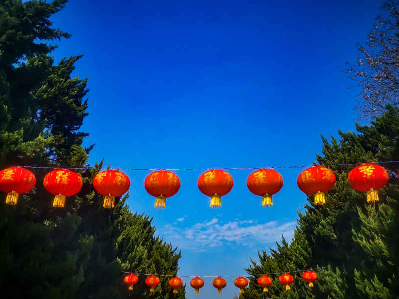 过年城市喜庆红灯笼中国年装饰摄影图 