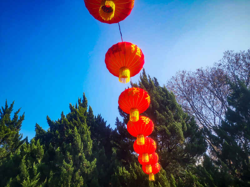 过年城市喜庆红灯笼中国年装饰摄影图 